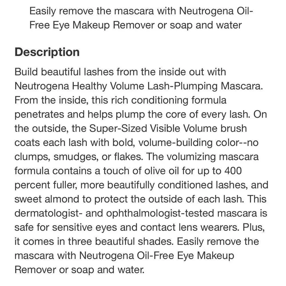 🦋 $5 Neutrogena Healthy Volume Mascara - Black New FullSz